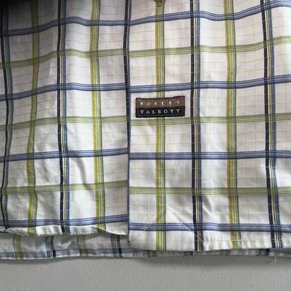 Robert Talbott Carmel Mens Plaid Blue & Green Button Front Shirt M Cotton EUC - Picture 2 of 13